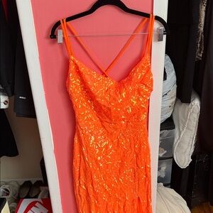 Strapless Orange Sequin Dress